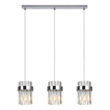 Suspension sur câble VETRO 3xE14/10W/230V, chrome brillant