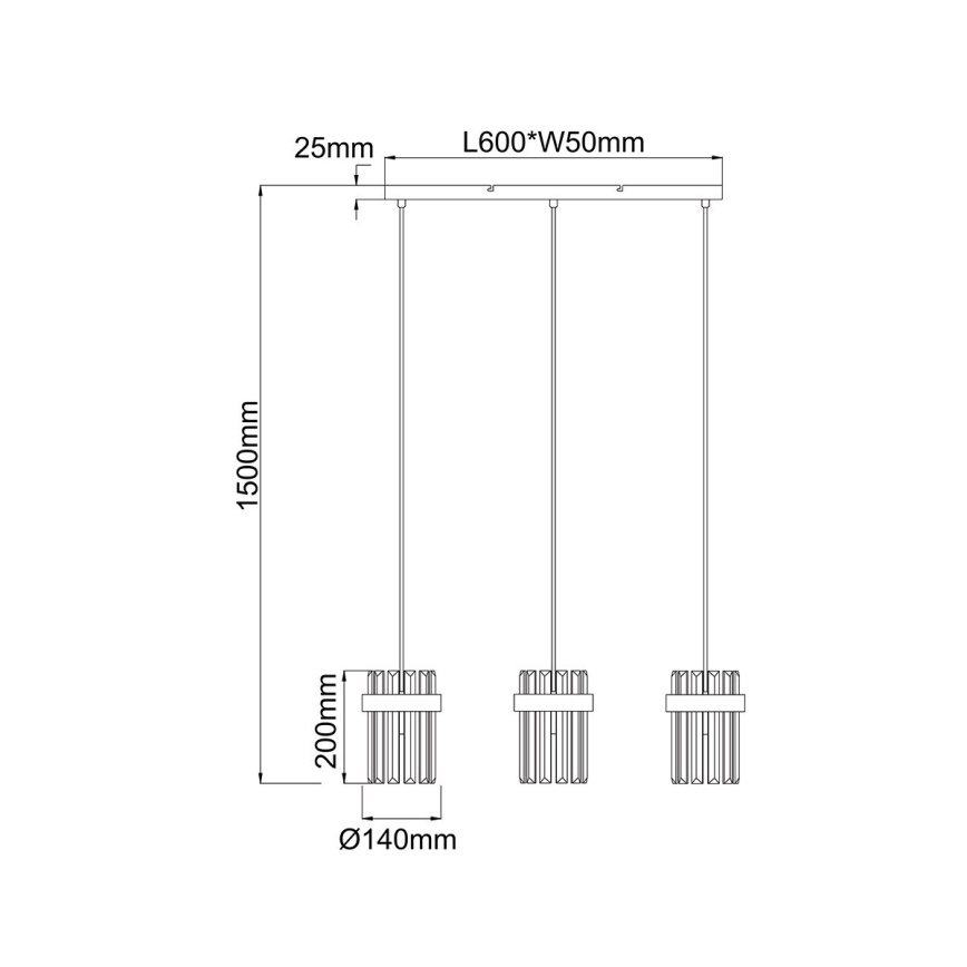 Suspension sur câble VETRO 3xE14/10W/230V dorée