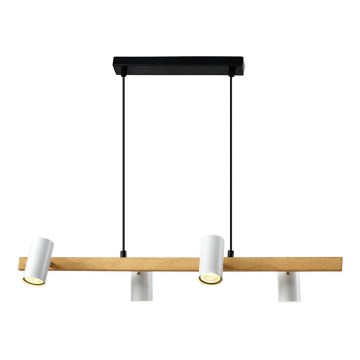 Suspension sur câble XILO 4xGU10/25W/230V hêtre/blanc