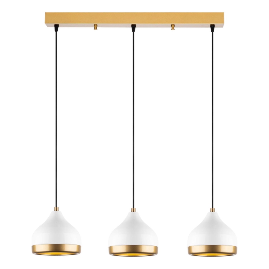 Suspension sur câble YILDO 3xE27/40W/230V blanc/doré