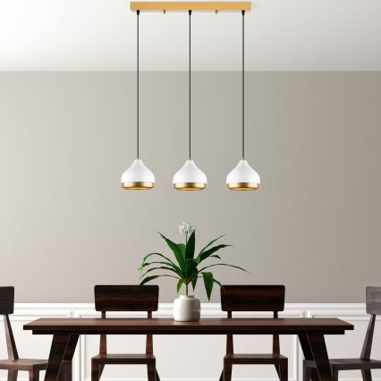 Suspension sur câble YILDO 3xE27/40W/230V blanc/doré