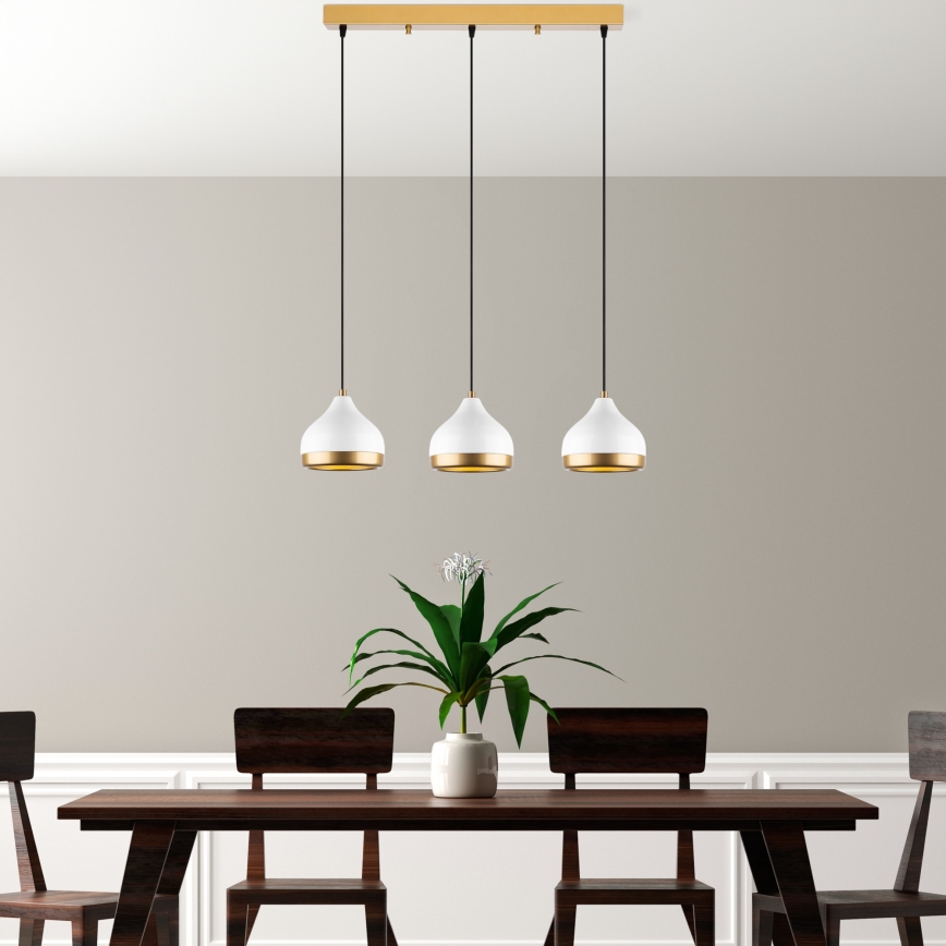 Suspension sur câble YILDO 3xE27/40W/230V blanc/doré