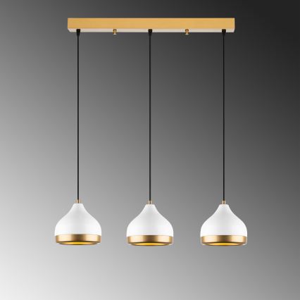Suspension sur câble YILDO 3xE27/40W/230V blanc/doré