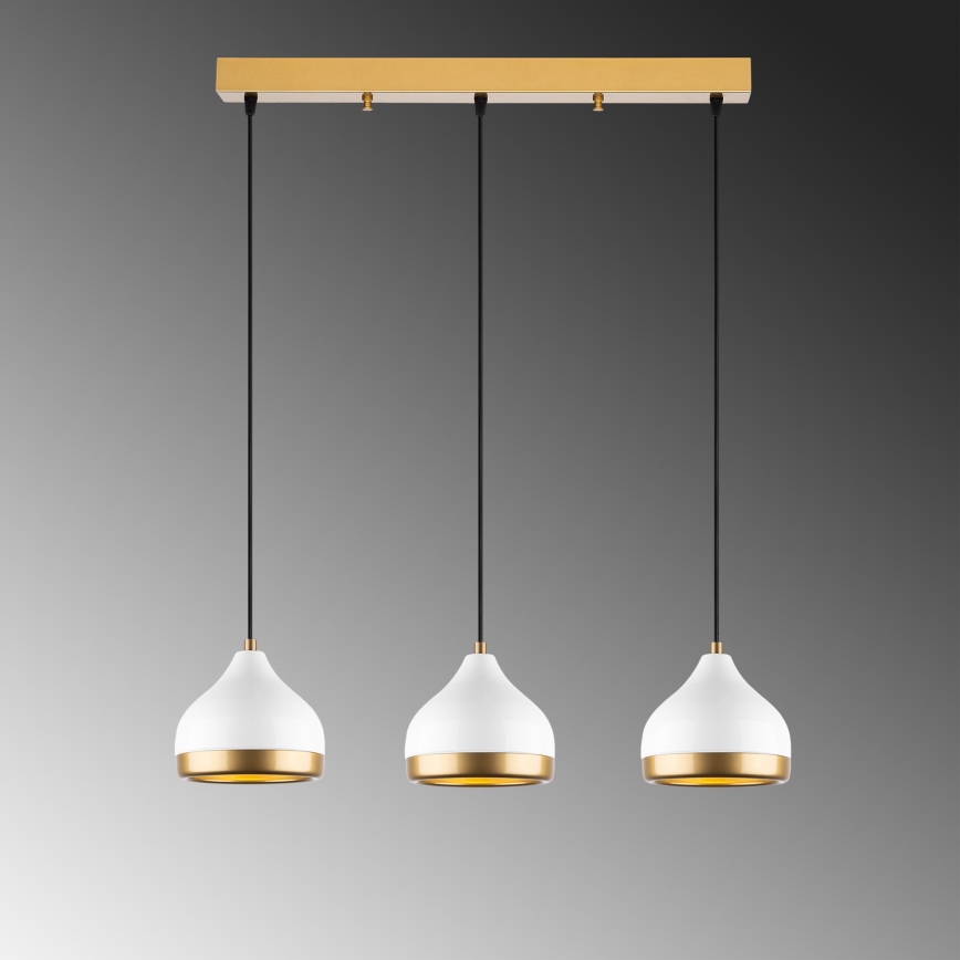 Suspension sur câble YILDO 3xE27/40W/230V blanc/doré