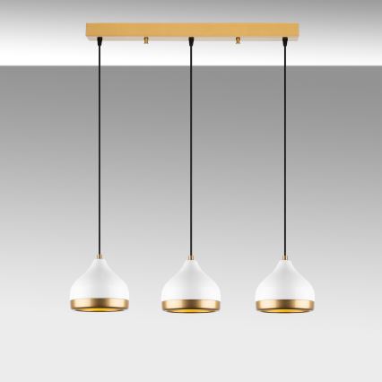 Suspension sur câble YILDO 3xE27/40W/230V blanc/doré