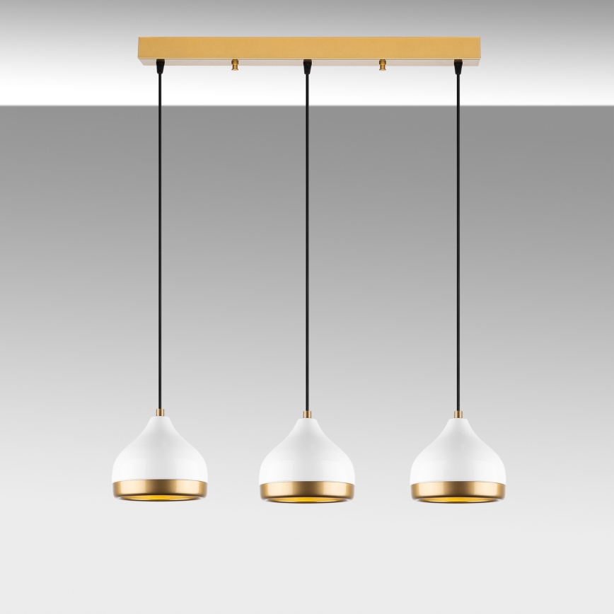 Suspension sur câble YILDO 3xE27/40W/230V blanc/doré