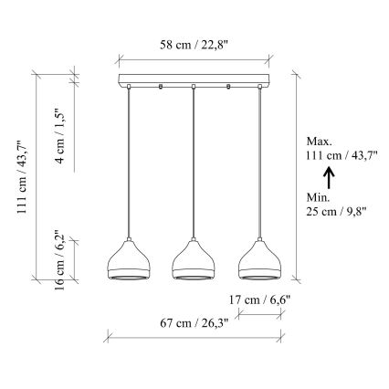 Suspension sur câble YILDO 3xE27/40W/230V blanc/doré