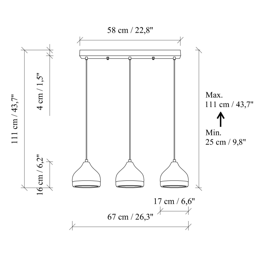Suspension sur câble YILDO 3xE27/40W/230V blanc/doré
