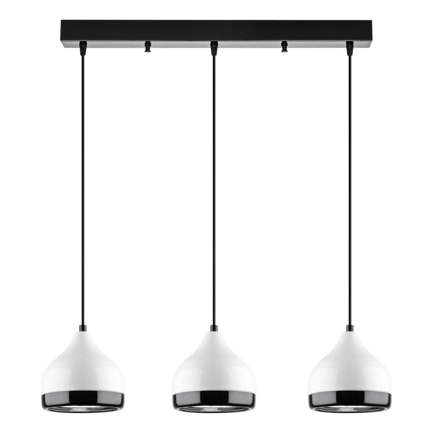 Suspension sur câble YILDO 3xE27/40W/230V blanche/noire