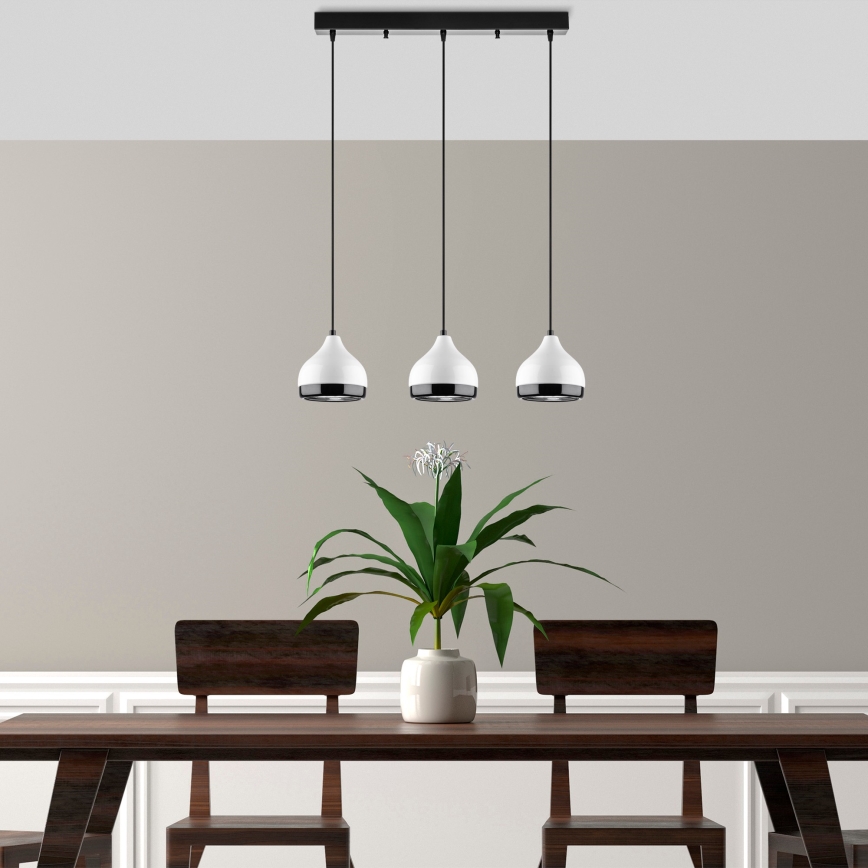 Suspension sur câble YILDO 3xE27/40W/230V blanche/noire