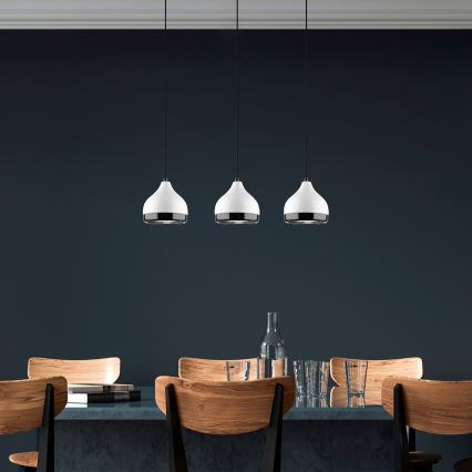 Suspension sur câble YILDO 3xE27/40W/230V blanche/noire