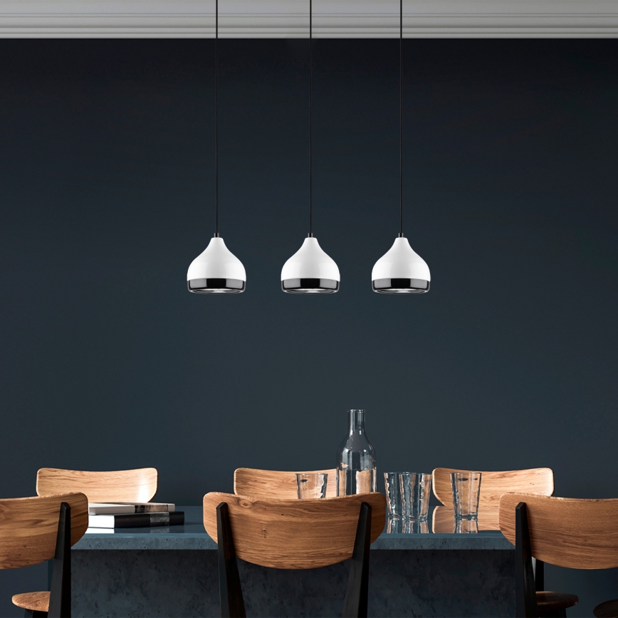 Suspension sur câble YILDO 3xE27/40W/230V blanche/noire