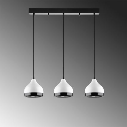 Suspension sur câble YILDO 3xE27/40W/230V blanche/noire