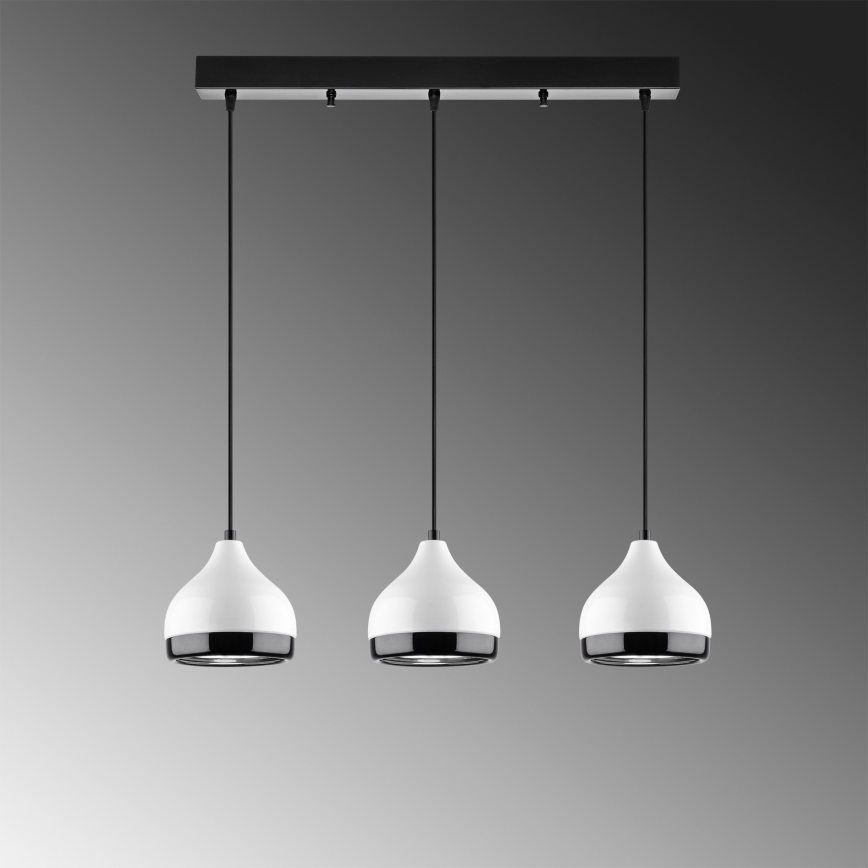 Suspension sur câble YILDO 3xE27/40W/230V blanche/noire