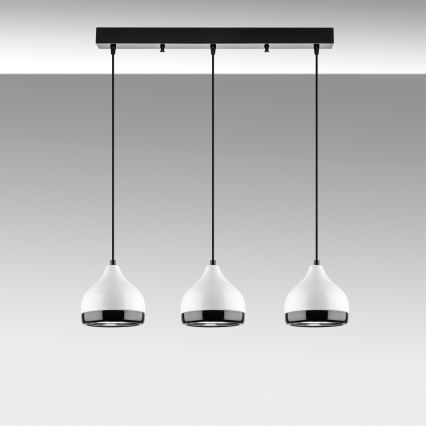 Suspension sur câble YILDO 3xE27/40W/230V blanche/noire