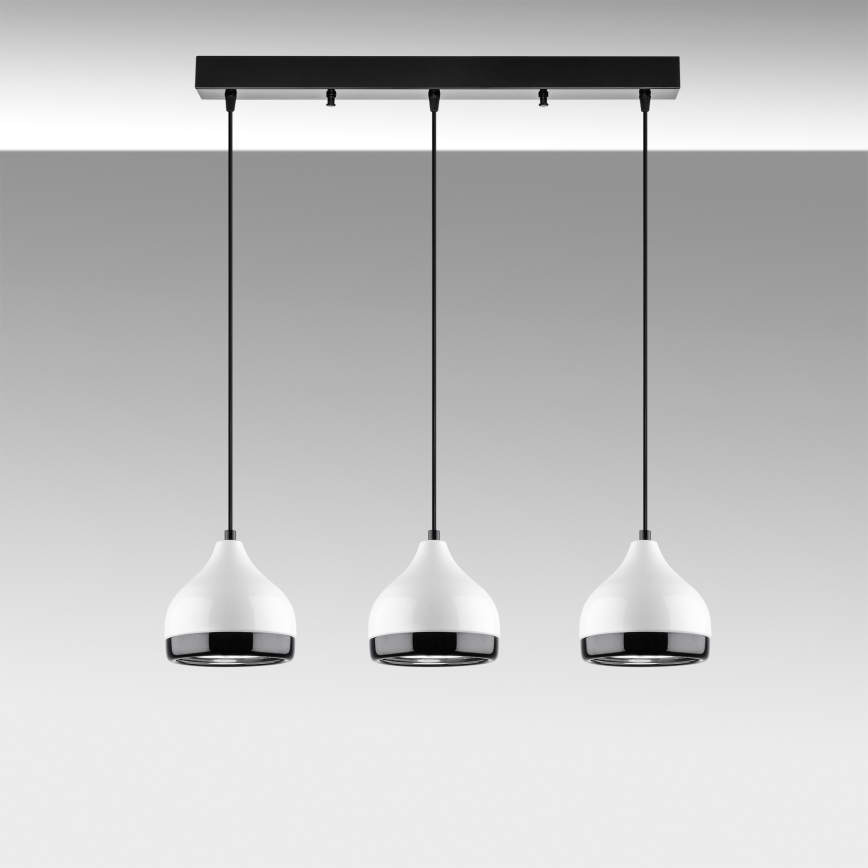 Suspension sur câble YILDO 3xE27/40W/230V blanche/noire