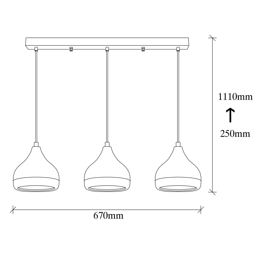 Suspension sur câble YILDO 3xE27/40W/230V blanche/noire