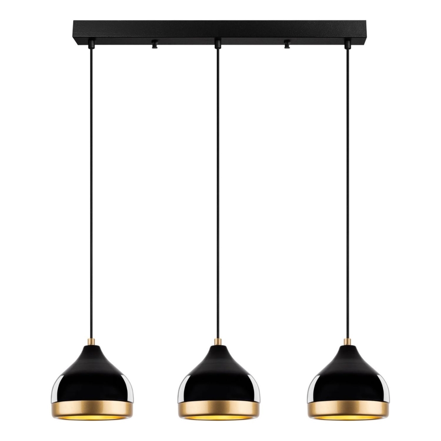 Suspension sur câble YILDO 3xE27/40W/230V noir/doré