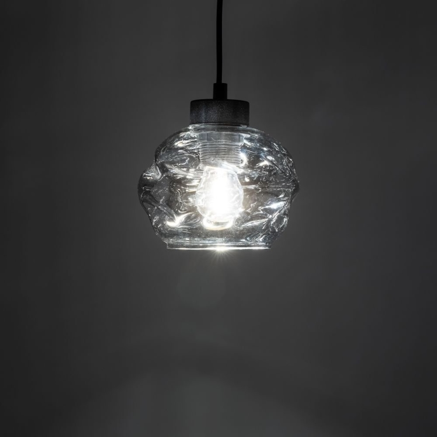 Suspension sur câble ZULIA 1xE27/15W/230V noir / noir fumé