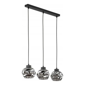 Suspension sur câble ZULIA 3xE27/15W/230V noir / noir fumé