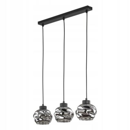 Suspension sur câble ZULIA 3xE27/15W/230V noir / noir fumé