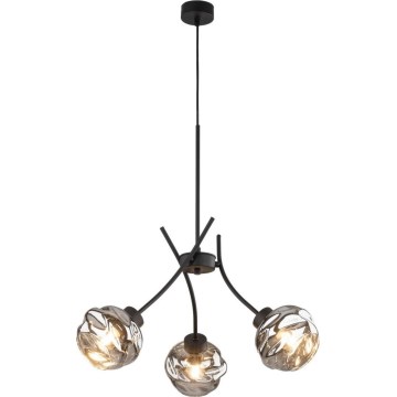 Suspension sur câble ZULIA 3xE27/15W/230V noir / noir fumé