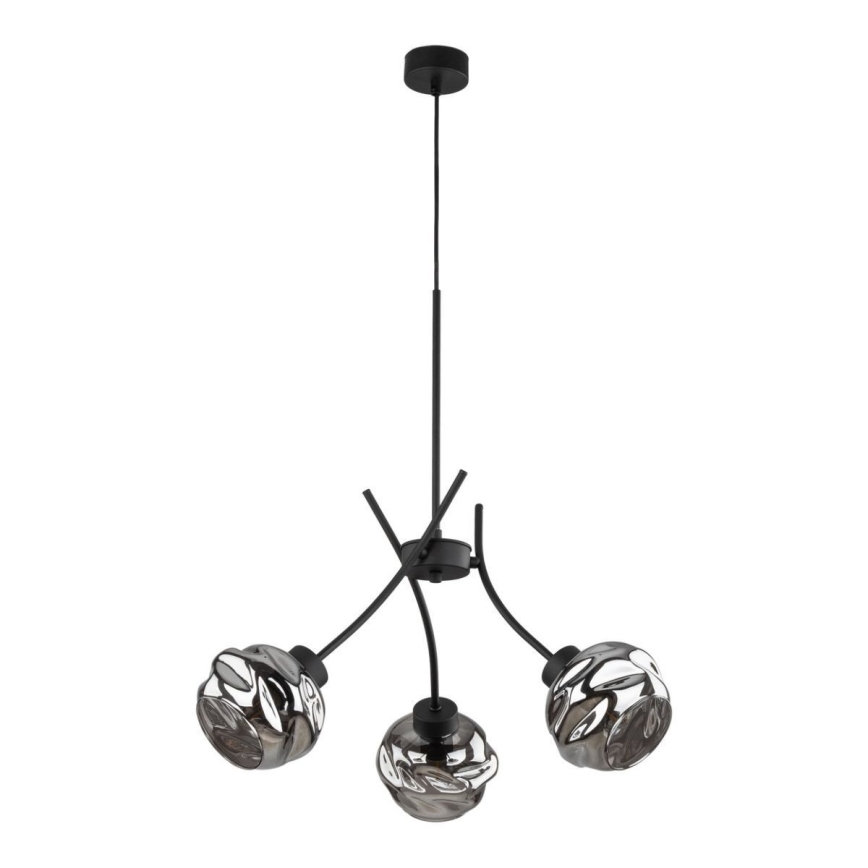 Suspension sur câble ZULIA 3xE27/15W/230V noir / noir fumé