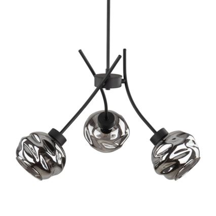Suspension sur câble ZULIA 3xE27/15W/230V noir / noir fumé