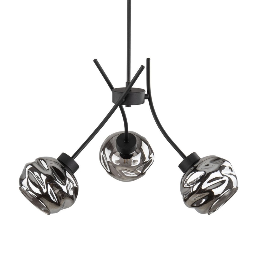 Suspension sur câble ZULIA 3xE27/15W/230V noir / noir fumé