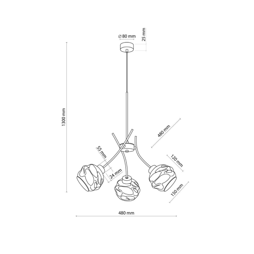 Suspension sur câble ZULIA 3xE27/15W/230V noir / noir fumé