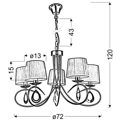 Suspension sur chaîne ARNIKA 5xE14/40W/230V chrome mat/blanc