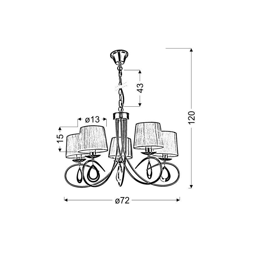 Suspension sur chaîne ARNIKA 5xE14/40W/230V chrome mat/blanc