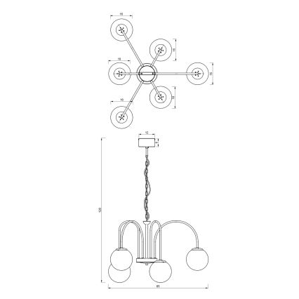 Suspension sur chaîne CAMBRIDGE 6xE14/60W/230V noir