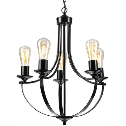 Suspension sur chaîne GINA 5xE27/60W/230V noir