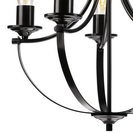 Suspension sur chaîne GINA 5xE27/60W/230V noir