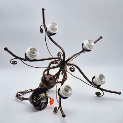 Suspension sur chaîne RETRO II 5xE27/60W/230V, bronze patiné