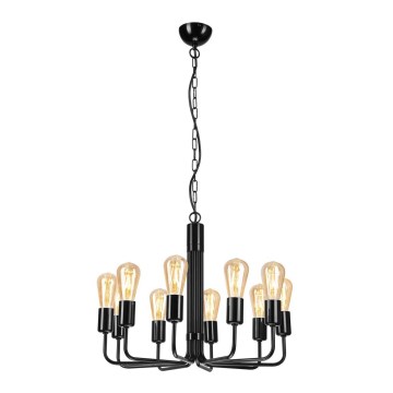 Suspension sur chaîne TIFFANY 10xE27/60W/230V noir