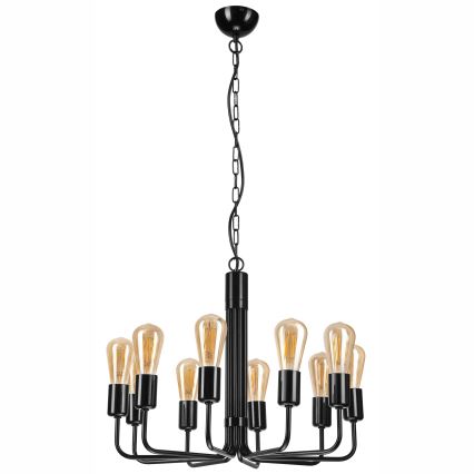 Suspension sur chaîne TIFFANY 10xE27/60W/230V noir