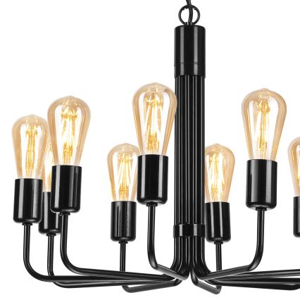 Suspension sur chaîne TIFFANY 10xE27/60W/230V noir