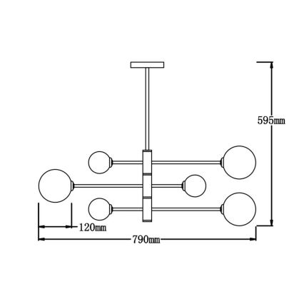 Suspension sur tige DORADO 6xG9/40W/230V noir
