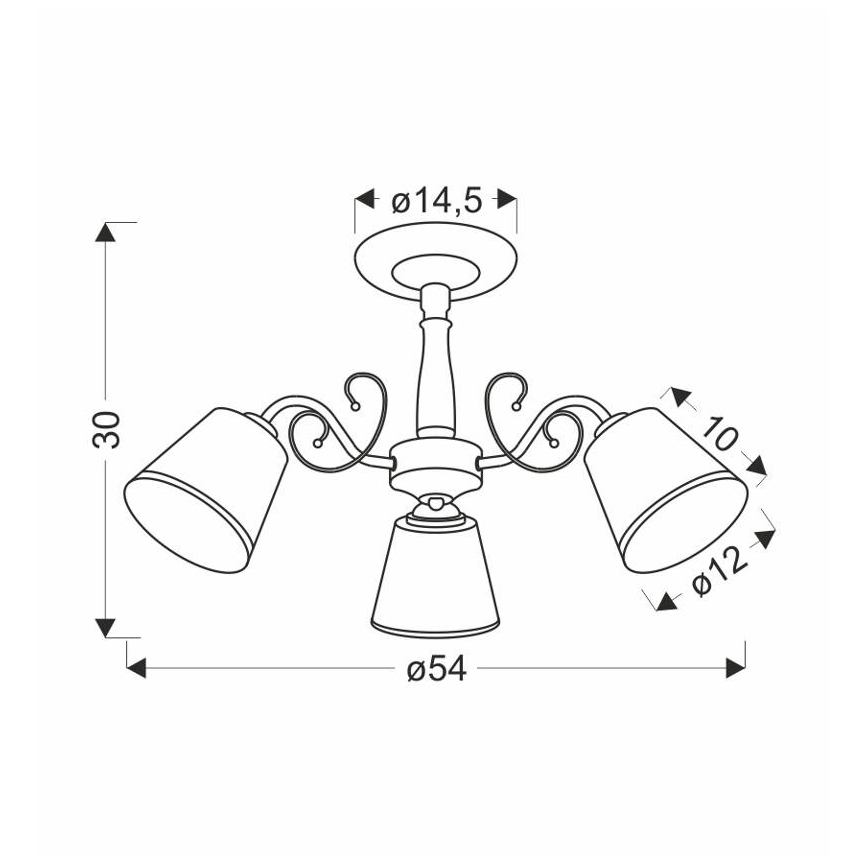 Suspension sur tige LOSANNA 3xE14/40W/230V laiton