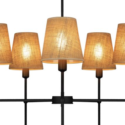 Suspension sur tige MADELA 5xE14/40W/230V jute/noir