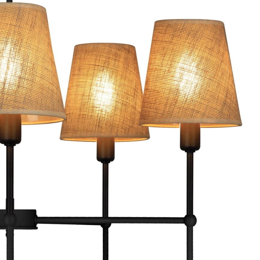 Suspension sur tige MADELA 5xE14/40W/230V jute/noir