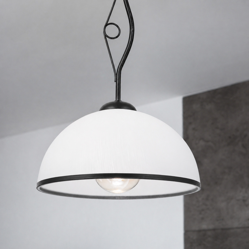 Suspension sur tige RETRO 1xE27/60W/230V noir/blanc