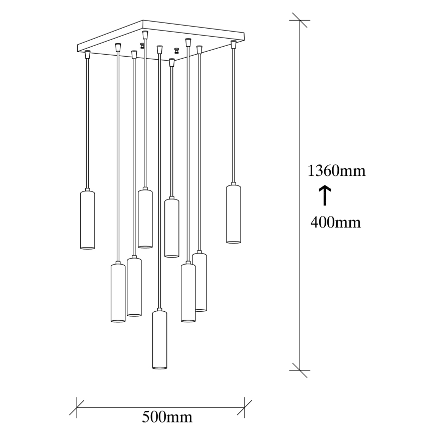 Suspension TEMPO sur câble 9xE27/40W/230V, finition dorée