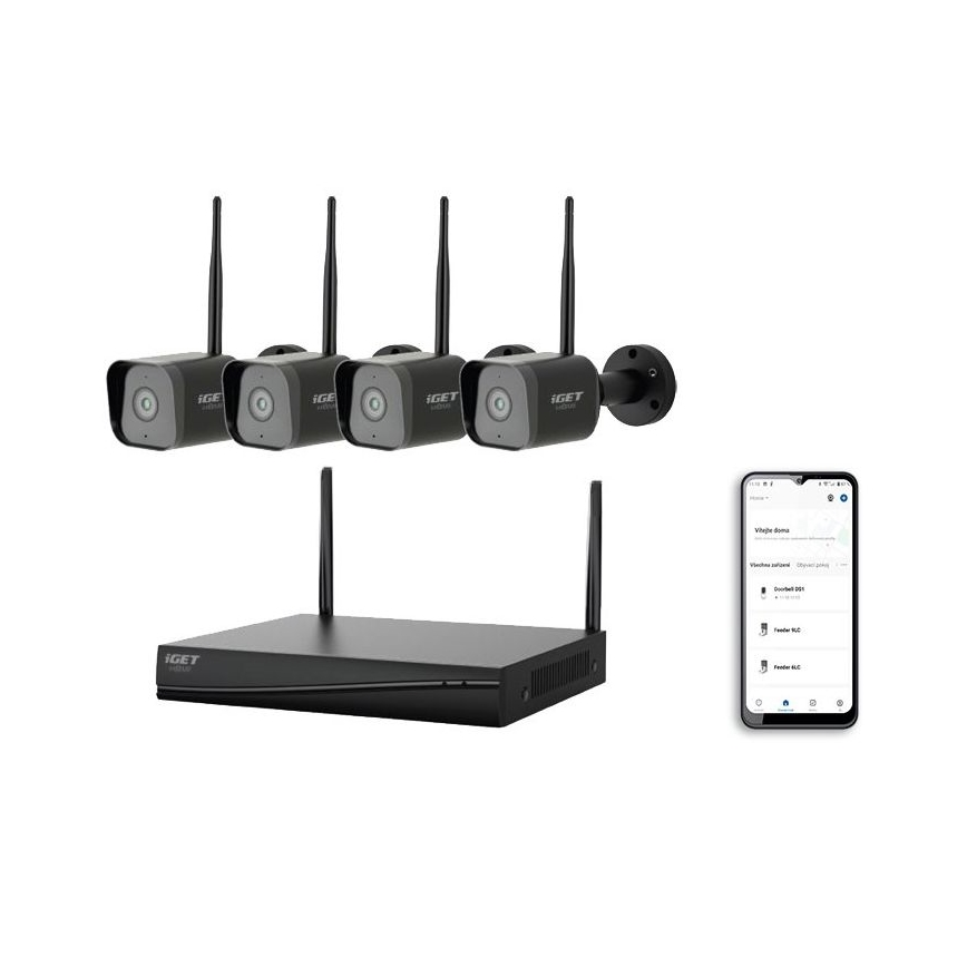 Système de caméra connecté + 4x caméra avec détecteur 2K+ 12V IP65 Wi-Fi