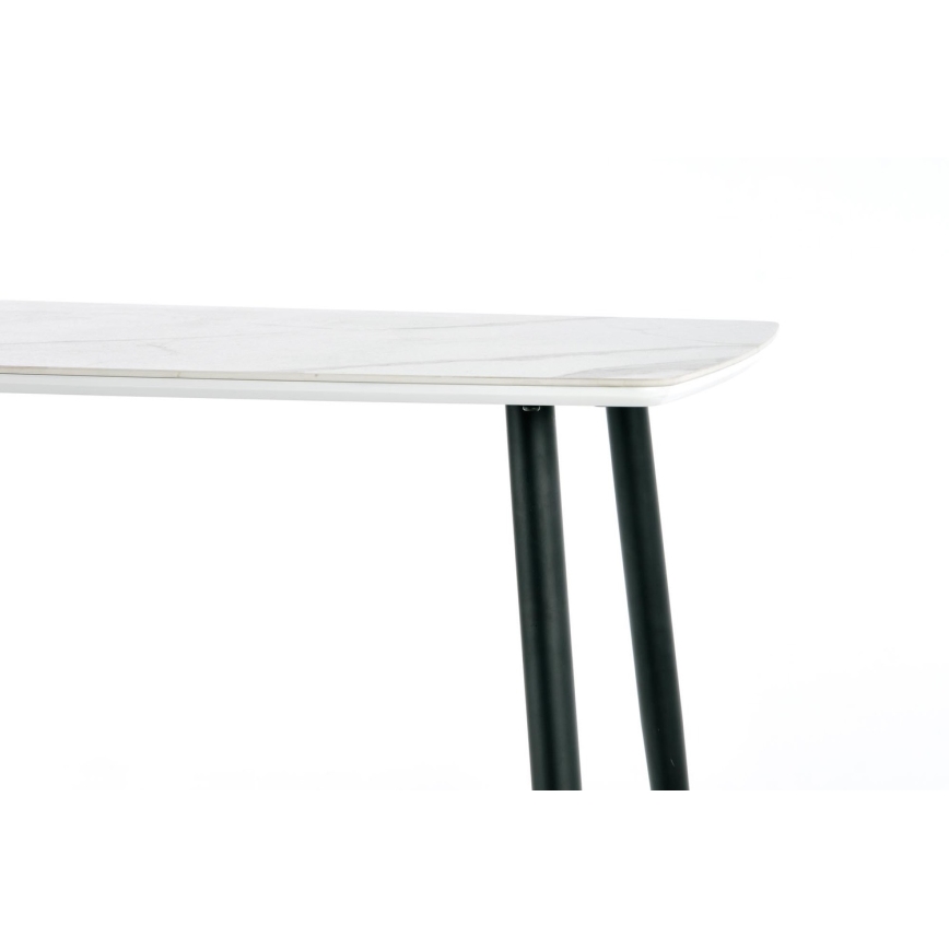 Table à manger ALARA, décor marbre blanc/noir