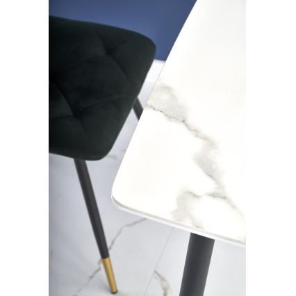 Table à manger ALARA, décor marbre blanc/noir