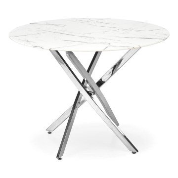 Table à manger ESTEN 100 cm blanche/argentée