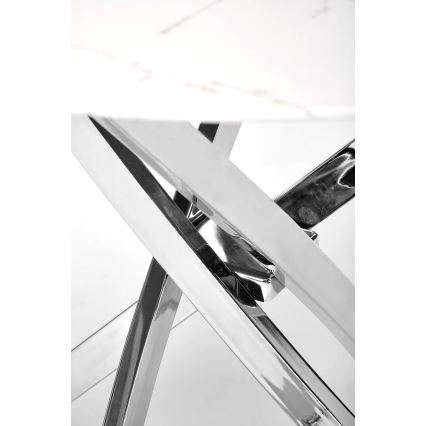 Table à manger ESTEN 100 cm blanche/argentée